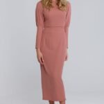 Elegantes Midikleid mit geteiltem Rücken Rosé