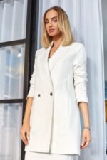 Langer eleganter Blazer in Ecru