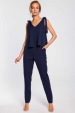Eleganter Damen Jumpsuit in Marine Gr. L – Bild 2
