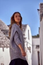 Hellgrau melierter Longpullover