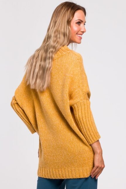 Gelber Strickpullover aus Meliertem Garn