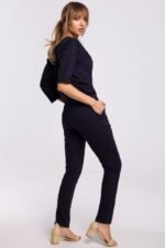 Schwarzer Jumpsuit mit Dolman Ärmel
