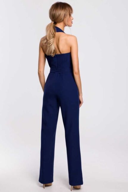 Blauer Overall mit asymmetrischem Ausschnitt