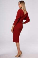 Rotes Strickkleid mit Wickeloberteil Gr. M