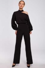 Schwarzer extravaganter Overall voll Raffinesse