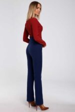 Blaue hoch geschnittene Stoffhose mit Knöpfen Gr. L – Bild 2