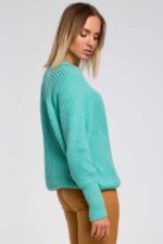 Kuscheliger Grobstrickpullover in Aqua