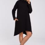 Schwarzes asymmetrisches Sweatshirt Kleid