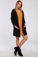 Schwarzer Cardigan im Blazerschnitt