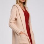 Cardigan im Blazerschnitt mit Kapuze Beige