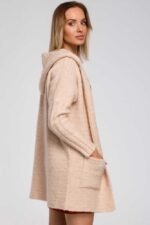 Cardigan im Blazerschnitt mit Kapuze Beige