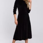 Schwarzes festliches Samtkleid in Midilänge