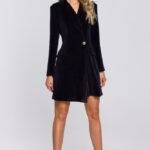 Blaues Mini Samt Blazerkleid Gr. S