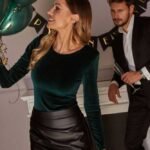 Grüner Samt Langarm Body