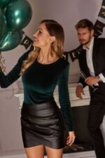 Grüner Samt Langarm Body