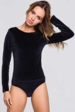 Blauer Samt Langarm Body – Bild 3