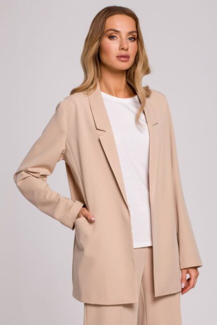 Lässiger Blazer im Boyfriend Style Beige