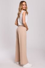 Bequeme Stoffhose mit weitem Bein Beige – Bild 2