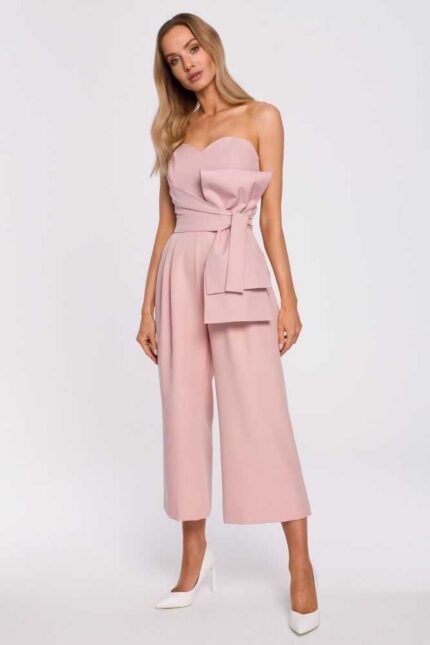 Bandeau Overall mit Gürtel Puder