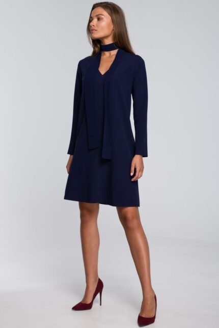 Blaues elegantes Kleid mit Chiffonschal Gr. S
