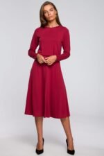 Rotes Langarm Midikleid im Georgette Schnitt Gr. XL & 2XL