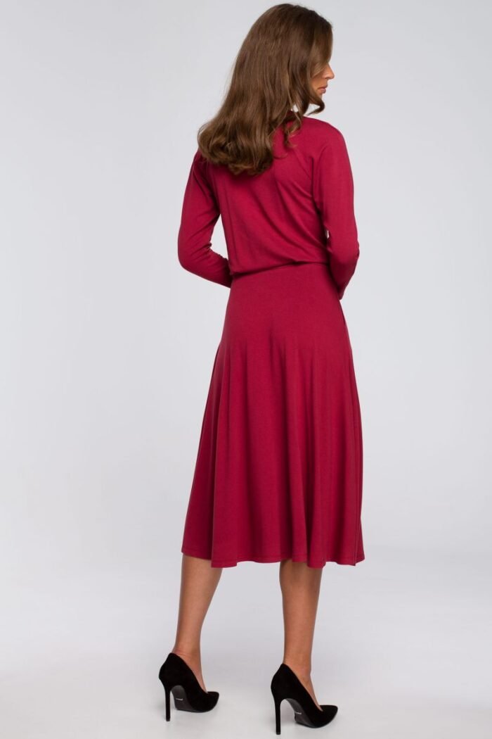 Rotes Langarm Midikleid im Georgette Schnitt Gr. XL & 2XL – Bild 2