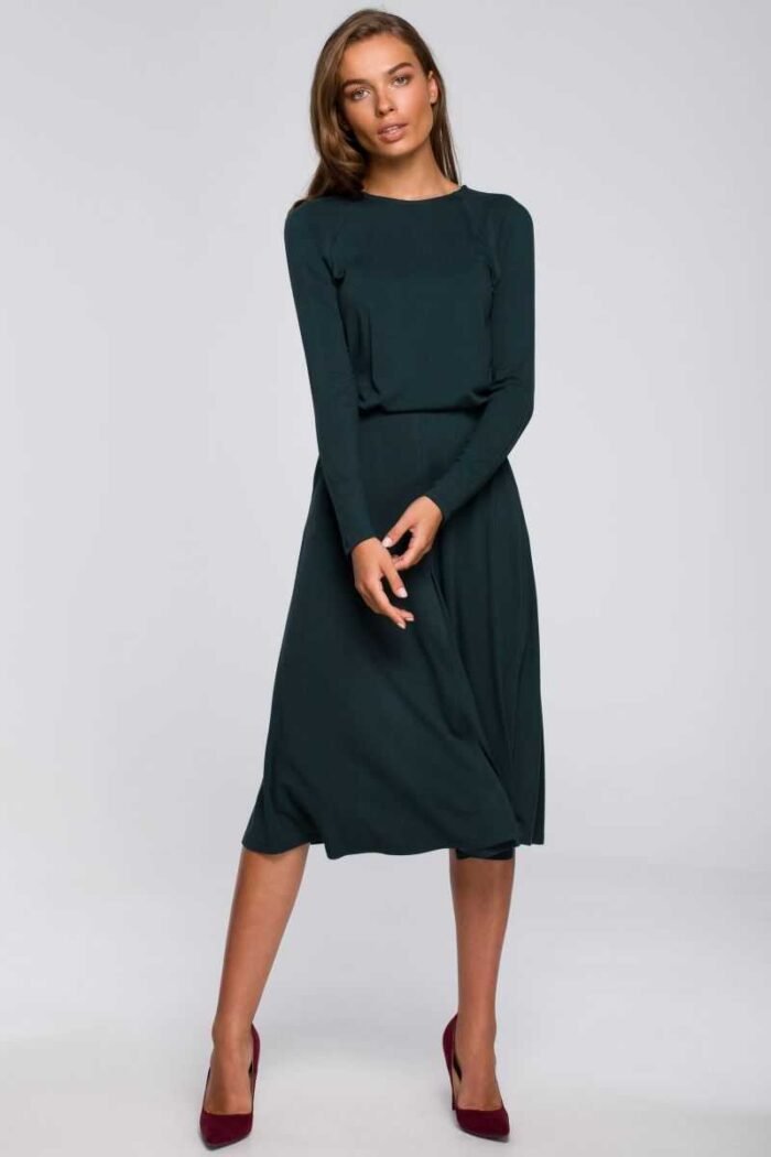 Grünes Langarm Midikleid im Georgette Schnitt Gr. 2XL – Bild 2