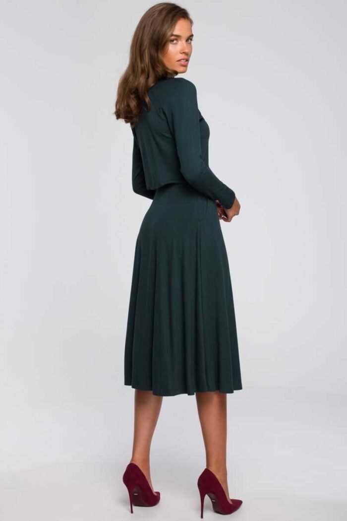 Grünes Langarm Midikleid im Georgette Schnitt Gr. 2XL – Bild 3