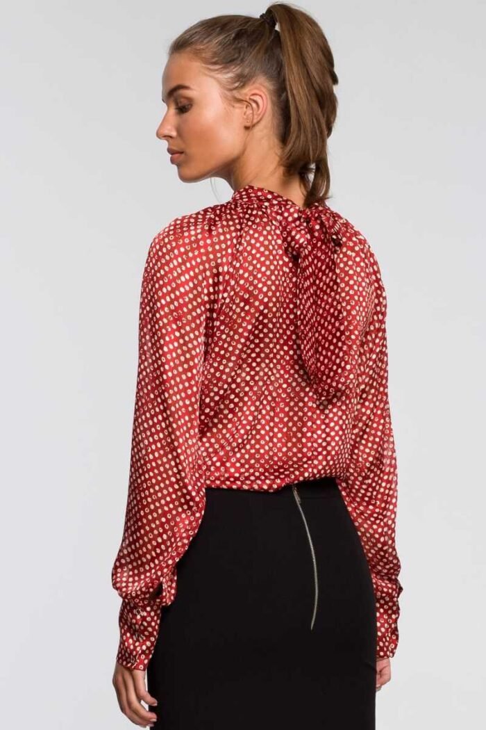 Rote Businessbluse mit Bindeelement – Bild 2