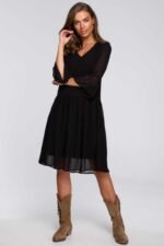 Chices schwarzes Chiffonkleid im Boho Style Gr. 2XL