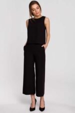 Schwarze ärmellose Bluse im Trapezschnitt Gr. M – Bild 3