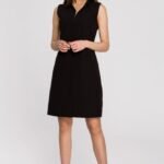 Schwarzes Etuikleid mit Stehkragen Gr. M