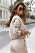 Modisch elegante Kurzjacke mit Knöpfen - Beige Gr. 5XL/6XL – Bild 2