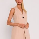 Ärmellose Weste im Blazerschnitt - Beige