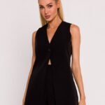 Schwarze stilvolle ärmellose Weste im Blazerschnitt