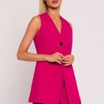 Stilvolle ärmellose Weste im Blazerschnitt - Fuchsia