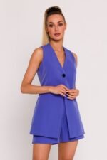 Stilvolle violette ärmellose Weste im Blazerschnitt