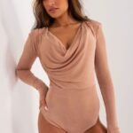 Langarm Body mit Wasserfallkragen