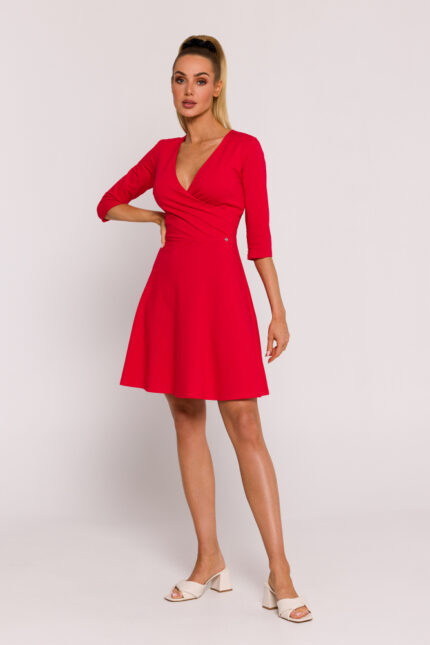 Rotes Stilvolles Minikleid mit ausgestelltem Rockteil