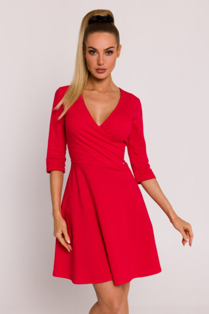 Rotes Stilvolles Minikleid mit ausgestelltem Rockteil