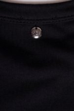 Schwarzes elegantes Maxikleid mit Schulterpolstern