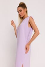 Elegantes Maxikleid mit Schulterpolstern - Flieder