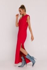 Rotes elegantes Maxikleid mit Schulterpolstern
