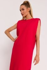 Rotes elegantes Maxikleid mit Schulterpolstern