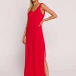 Rotes chices A-Linien Maxikleid