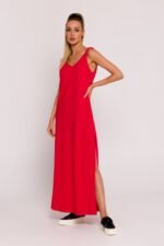 Rotes chices A-Linien Maxikleid