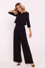 Schwarzer doppellagiger Overall - Dreiviertel Arm