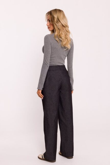 Damen Stoffhose mit Bundfalten - Anthrazit