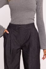 Damen Stoffhose mit Bundfalten - Anthrazit