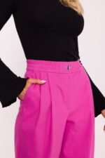 Pinke Damen Stoffhose mit Bundfalten